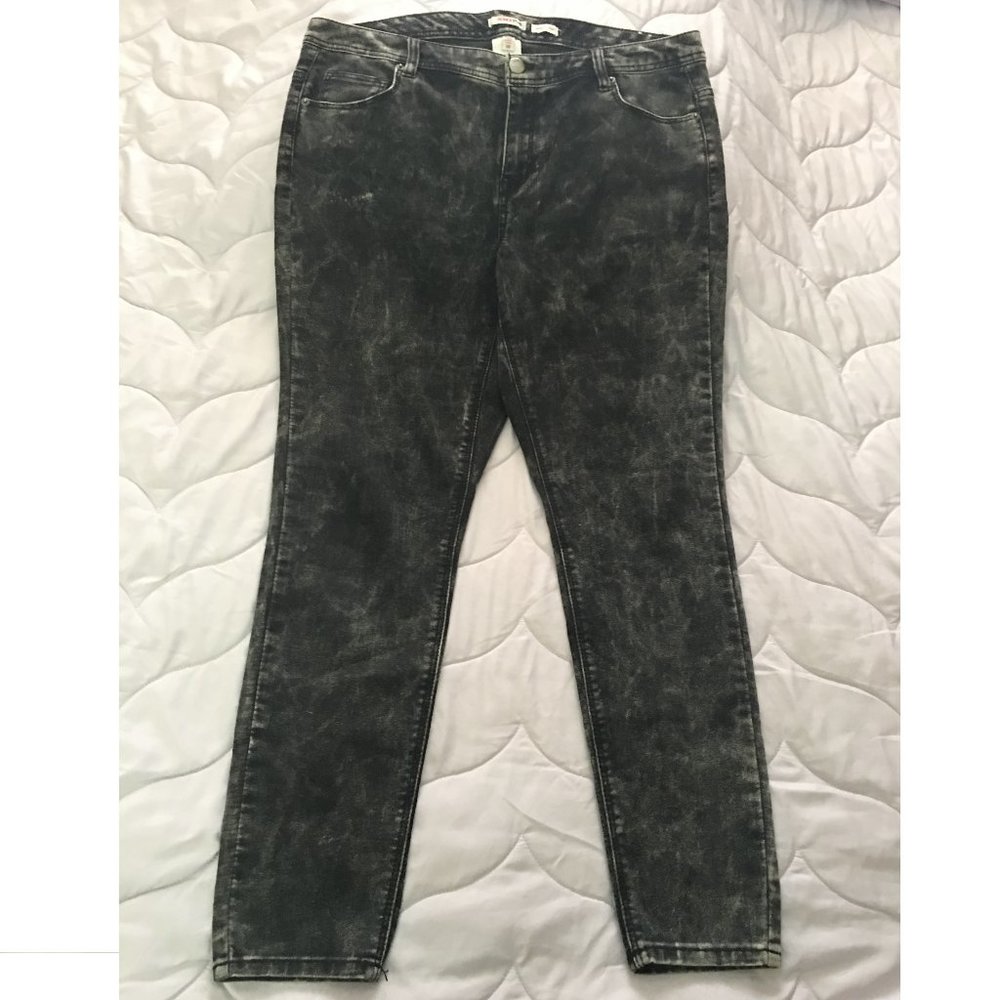 Bongo Plus Acid Wash Black Stretch Skinny Jeans